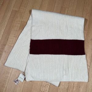Club Monaco Scarf Cream Burgundy OS Brand New With Tags